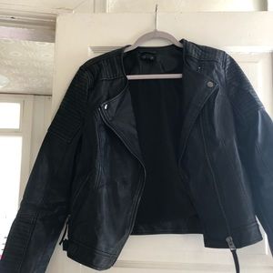 Topshop Black Leather Moto Jacket